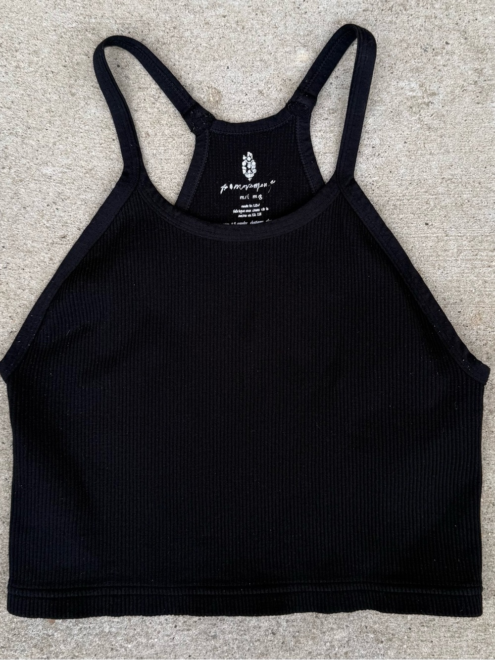 FP Movement Free People Happiness Runs Ribbed Crop Tank Top Black M/L